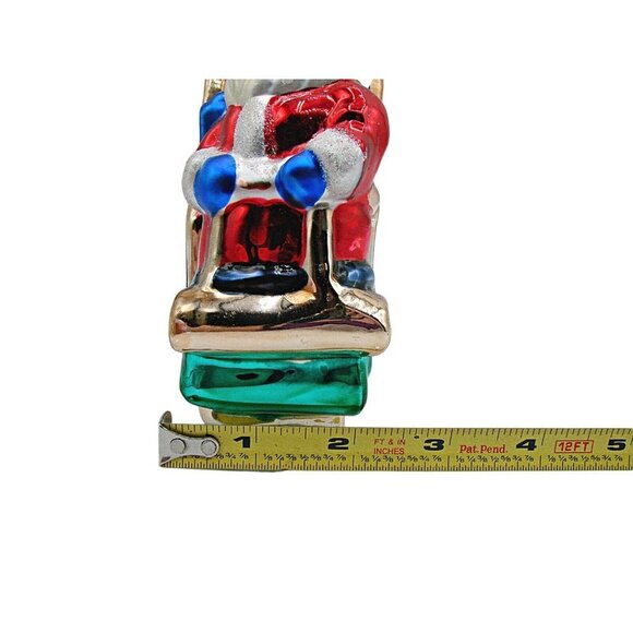 Vintage Glass Christmas Holiday Ornament Santa Sleigh Gifts Tree Hanging 6" - Picture 11 of 12
